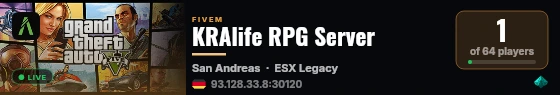 KRAlife RPG Server live status badge