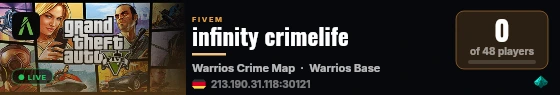 infinity crimelife live status badge