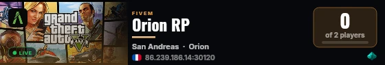 Orion RP live status badge