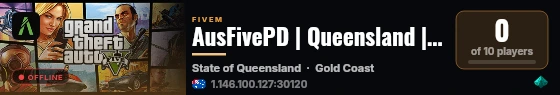 AusFivePD | Queensland | ESX | Friends Only live status badge