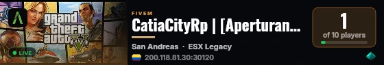 CatiaCityRp | [Aperturando]| [police]| [Ems]| [Bandas] live status badge