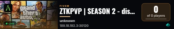 ZTKPVP | SEASON 2 - discord.gg/ztkgangue live status badge