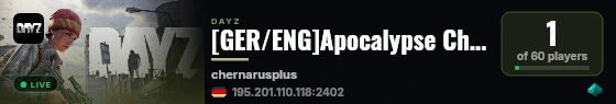 [GER/ENG]Apocalypse Cherno|PVE|Bunker|Helis|Trader|30kStart live status badge