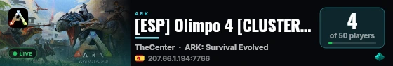 [ESP] Olimpo 4 [CLUSTER] [PVE] - (v361.7) live status badge