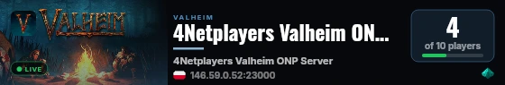 4Netplayers Valheim ONP Server live status badge