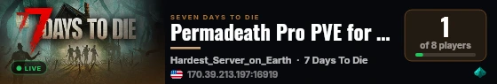 Permadeath Pro PVE for PC and Console live status badge