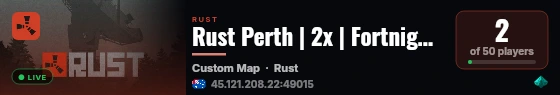 Rust Perth | 2x | Fortnightly | Convoys | live status badge