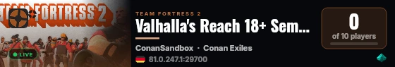 Valhalla's Reach 18+ Semi RP - https: live status badge