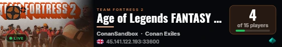 Age of Legends FANTASY (18+/Mods) live status badge
