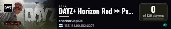 DAYZ+ Horizon Red >> PvE >> PvE >> Trader & Guns #2 live status badge