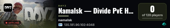 Namalsk — Divide PvE Hardcore live status badge