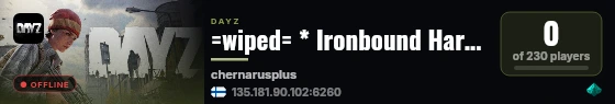 =wiped= * Ironbound Hardcore * Loot++ * Custom Events #4 live status badge