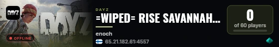 =WIPED= RISE SAVANNAH : CARS+ : PVP : X10 LOOT : QUESTS : PVPVE live status badge