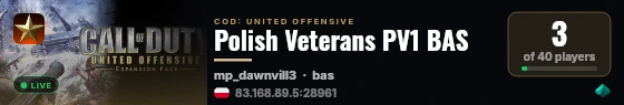 Polish Veterans PV1 BAS live status badge