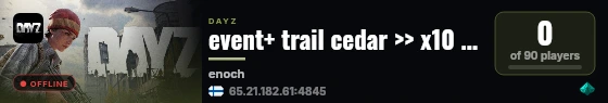 event+ trail cedar >> x10 loot >> guns++ >> trader & guns live status badge