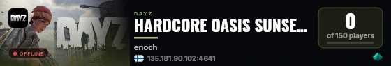 HARDCORE OASIS SUNSET >> PVE >> EVENTS >> SURVIVAL >> SOLO PLAY live status badge