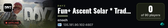 Fun+ Ascent Solar * Trader Enabled * Loot++ * Cars+ * Solo Play live status badge