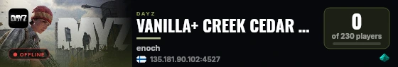 VANILLA+ CREEK CEDAR >> TRADER ENABLED >> CARS+ >> HIGH LOOT #2 live status badge