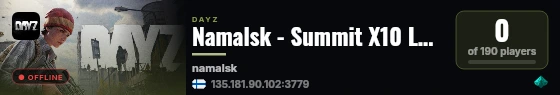 Namalsk - Summit X10 LOOT, Trader - Custom Builds, PVP #2 live status badge