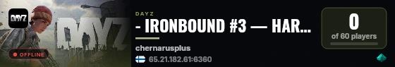 - IRONBOUND #3 — HARDCORE — LOOT++ — SURVIVAL live status badge
