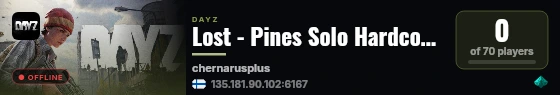 Lost - Pines Solo Hardcore Survival Hardcore Guns live status badge