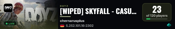 [WIPED] SKYFALL - CASUAL+ | LOOT+ | CARS+ | HIGH FPS+ live status badge