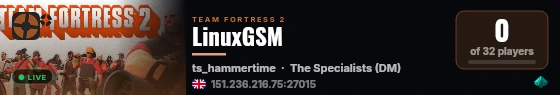LinuxGSM live status badge