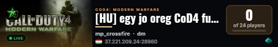 [HU] egy jo oreg CoD4 fun szerver #01 | PromodLive live status badge