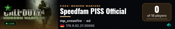Speedfam PISS Official live status badge