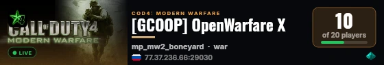 [GCOOP] OpenWarfare X live status badge