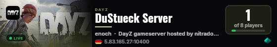 DuStueck Server live status badge