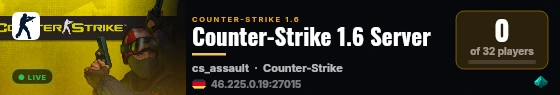 Counter-Strike 1.6 Server live status badge