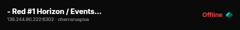 - Red #1 Horizon / Events / Raids / Survival #3 live status badge