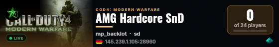 AMG Hardcore SnD live status badge