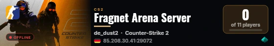 Fragnet Arena Server live status badge