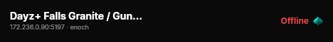 Dayz+ Falls Granite / Guns++ / Hardcore / Events / Solo Play #2 live status badge