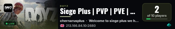 Siege Plus | PVP | PVE | Custom Areas | BBP | Heli | Drugs | live status badge