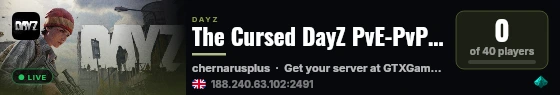 The Cursed DayZ PvE-PvP Minimal Wipe live status badge