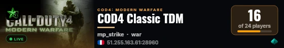 COD4 Classic TDM live status badge