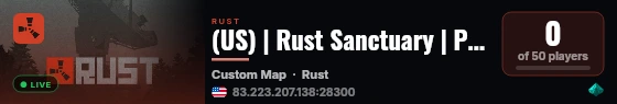(US) | Rust Sanctuary | PvE | Friendly Community | Modded Serve live status badge