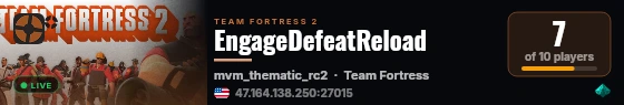 EngageDefeatReload live status badge