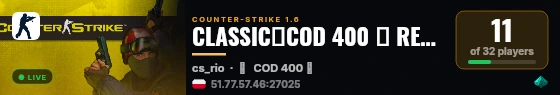 CLASSIC【COD 400 】 RESET 26 SIERPNIA   MULTI-HEAD live status badge