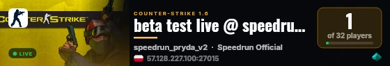beta test live @ speedrun16.com live status badge