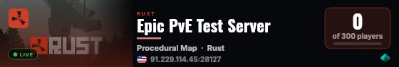 Epic PvE Test Server live status badge