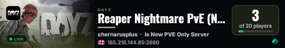 Reaper Nightmare PvE (NEW SERVER)DNA Rooms Air Drops Bitcoins.. live status badge