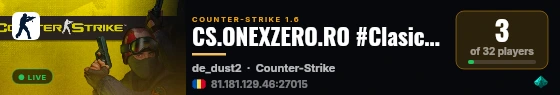 CS.ONEXZERO.RO #Clasic Server | VIP FREE RELEASE ! live status badge