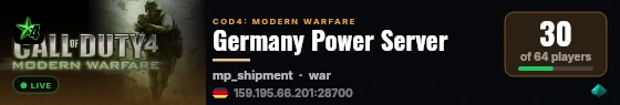 Germany Power Server live status badge