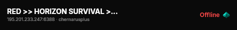 RED >> HORIZON SURVIVAL >> CARS+ >> HARDCORE MODE live status badge