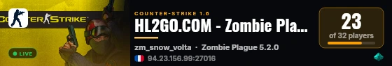 HL2GO.COM - Zombie Plague MEGA [EU] live status badge