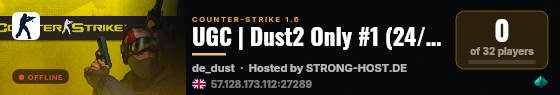 UGC | Dust2 Only #1 (24/7) AWP On | Europe live status badge